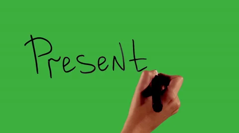Present - Hand writing on green screen Vídeos de archivo 33783971
