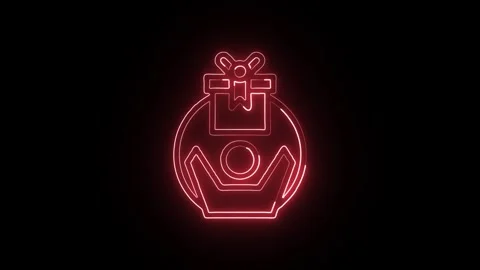 Present Icon Isolated on Black Background, Neon Gift Line Motion Graphic An.. Stock Footage 327667170