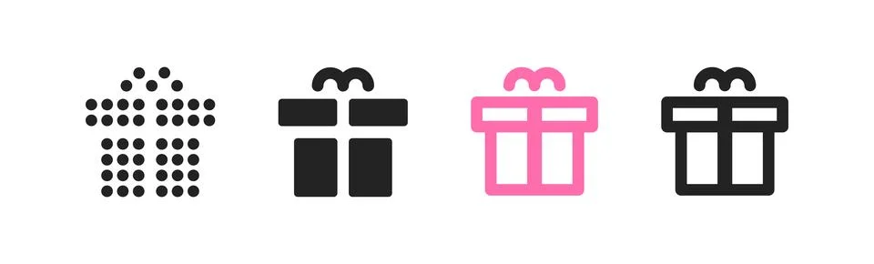 Present icon, set. Gift box illustration. Chtistmas giftbox icon. Birthday .. Stock Illustration