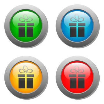 Present icon set on glass buttons Stock Illustration