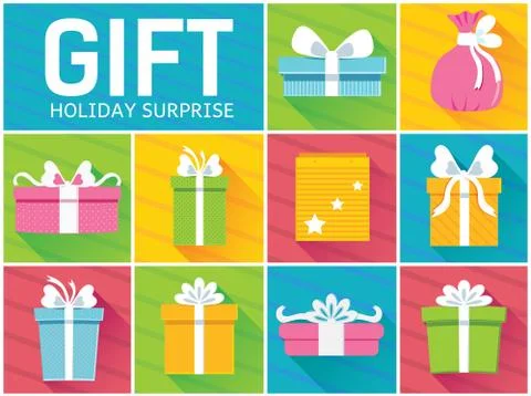 Present icons illustrations design concept set Stock Illustration