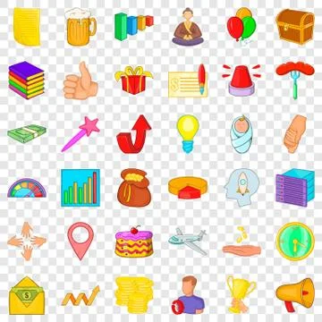 Present icons set, cartoon style Stock Illustration
