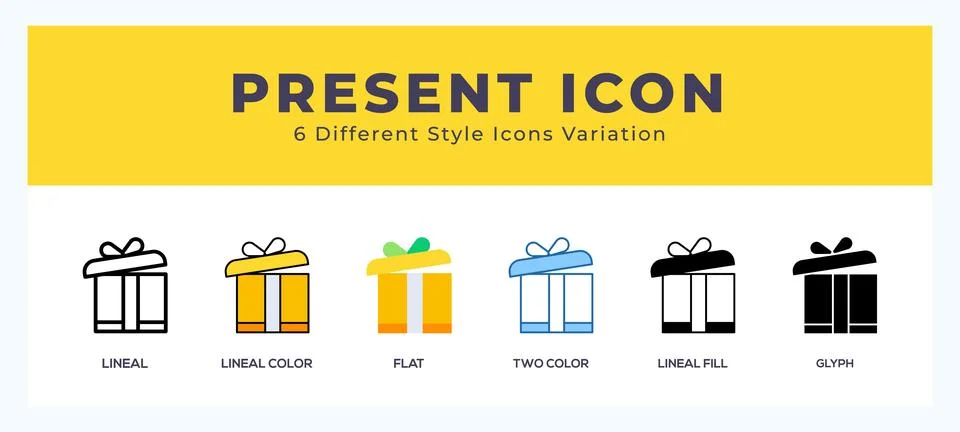 Present icons set. Different style of icons simple vector illustration. Ilustración de archivo