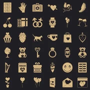 Present icons set, simple style Ilustración de archivo