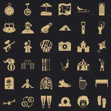 Present icons set, simple style Ilustración de archivo