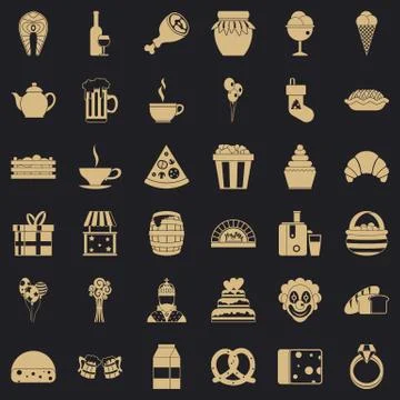 Present icons set, simple style Stock Illustration