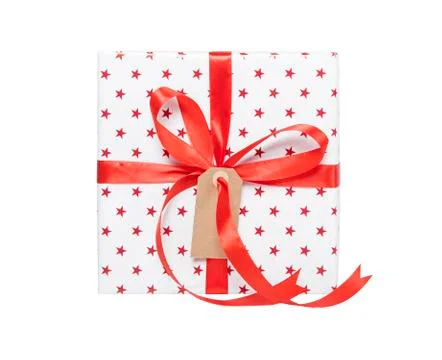 Present isolated with gift tag Stock Photos