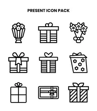 Present Line Collection Icons Pack Illustrazione stock