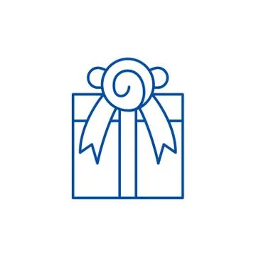 Present line icon concept. Present flat vector symbol, sign, outline Stock Illustration