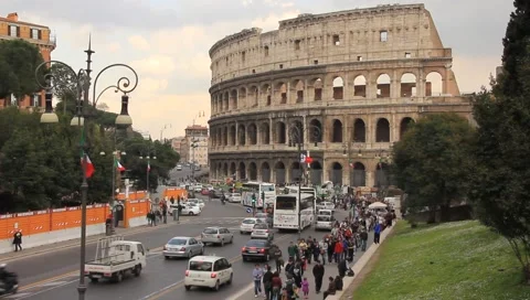 The present meets the past in Rome Stock Footage 2322414