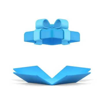 Present open container blue gift box with bow ribbon 3d icon realistic vector Stock Illustration