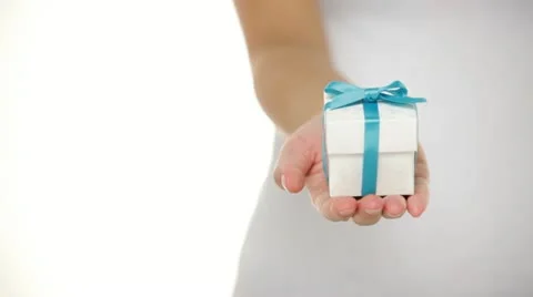 Present or gift box in female hands Stock Footage 20500805