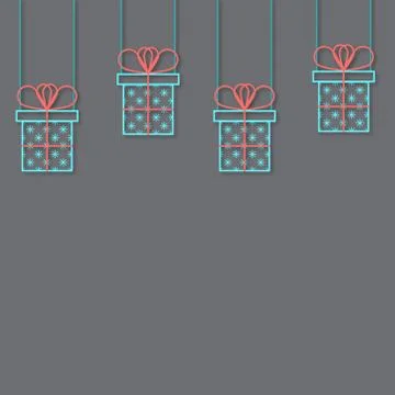Present or gift boxes. 3d vector paper art style. Bright colors. イラスト素材
