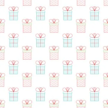 Present or gift boxes. Outline vector. Bright colors. Celebration concept. Stock Illustration