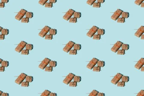 Present pattern blue seamless background gift Foto stock