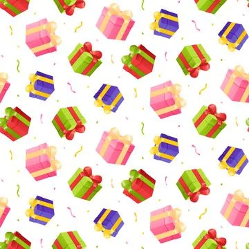 Present pattern. Cute gift seamless illustration. Vector winter party motives Stock Illustration