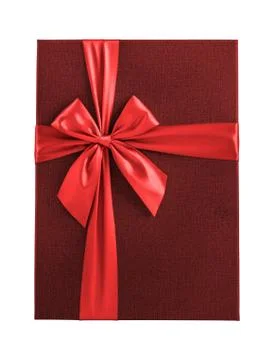 Present with red bow isolated on white background	 Stock Photos