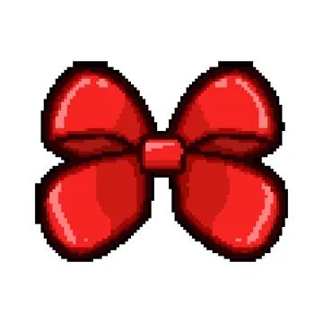Present red bow pixel art vector illustration Stock Illustration