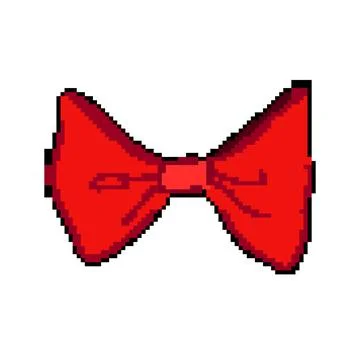 Present red bow pixel art vector illustration Stock Illustration
