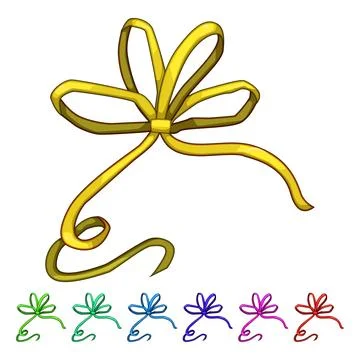 Present red bow ribbon cartoon vector graphic Stock Illustration
