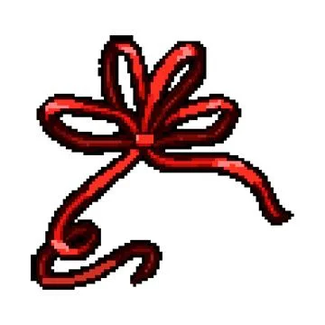 Present red bow ribbon pixel art vector illustration Stock Illustration