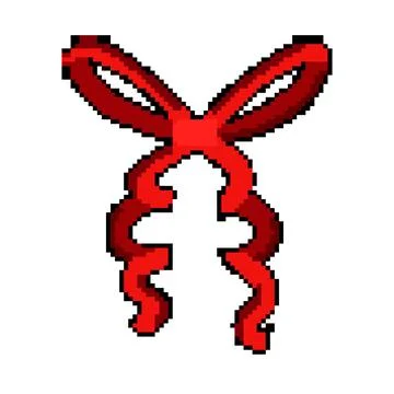 Present red bow ribbon pixel art vector illustration イラスト素材