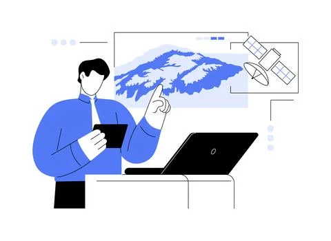 Present remote sensing data abstract concept vector illustration. Stock Illustration