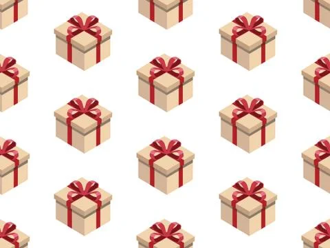 Present seamless pattern. Isometric gift box Stock Illustration