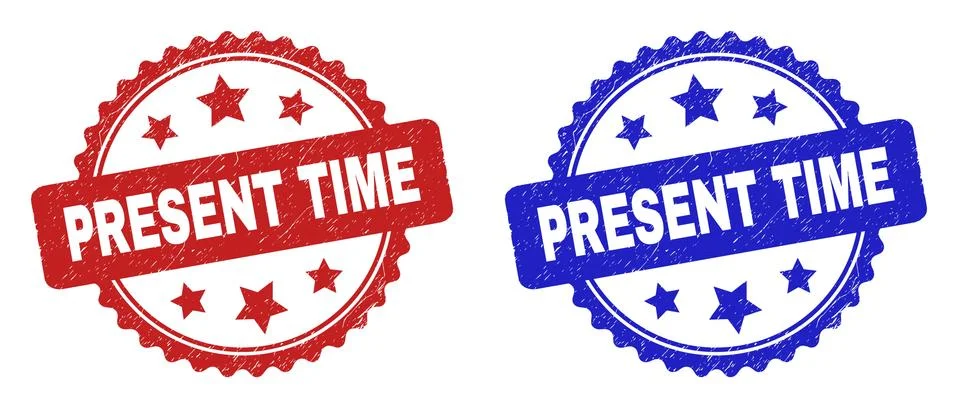 PRESENT TIME Rosette Stamps Using Grunge Texture Stock Illustration