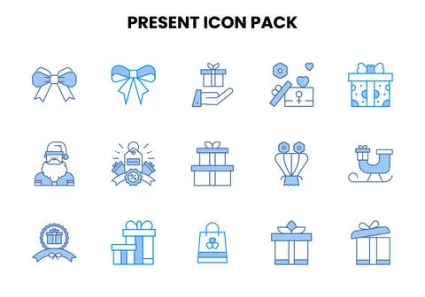 Present Two Colour Collection Icons Pack Illustrazione stock