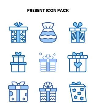 Present Two Colour Scalable Icons Pack Stock Illustration