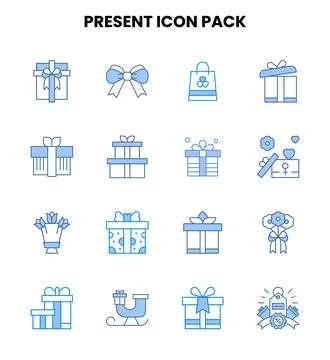Present Two Colour SVG Icons Pack Illustrazione stock
