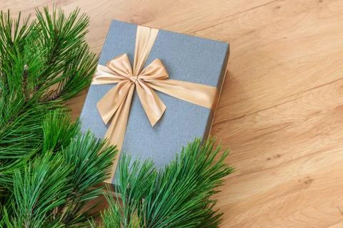 Present under christmas tree closeup view from above	 Stock Photos