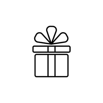 Present vector line icon black on white background Stock Illustration