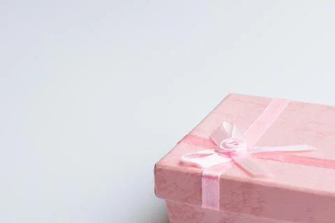 Present on white background with copy space. Gift Shop concept design. Holida Stock-Fotos