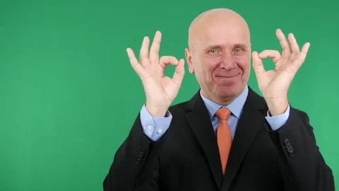 Presentable Businessman Image with Double Ok Hand Sign Good News Gestures. Video stock 72159620