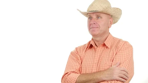 Presentable Ranch Farmer Wearing Casual Shirt Smile Pleased to Camera Interview. Video stock 71346144