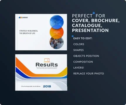 Presentation. Abstract orange blue vector set of modern horizontal templates Stock Illustration