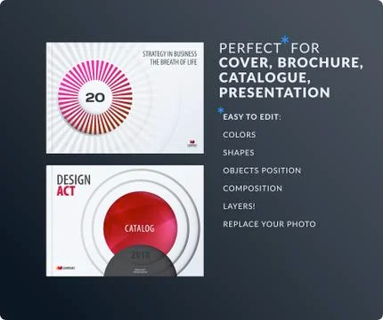 Presentation. Abstract red vector set of modern horizontal templates with Stock Illustration