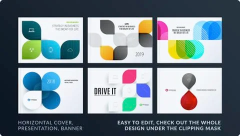 Presentation. Abstract vector set of modern horizontal templates with colourful Illustrazione stock