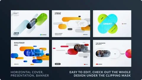 Presentation. Abstract vector set of modern horizontal templates with colourful Stock Illustration