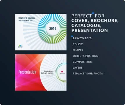 Presentation. Abstract vector set of modern horizontal templates with colourful Stock Illustration