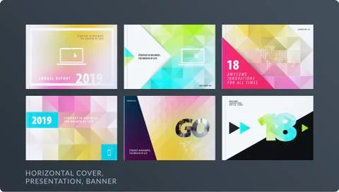 Presentation. Abstract vector set of modern horizontal templates with colourful Stock Illustration