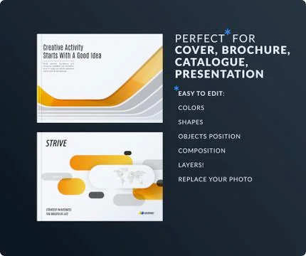 Presentation. Abstract yellow grey vector set of modern horizontal templates Illustrazione stock