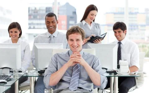 Presentation of ambitious business team at work Foto stock