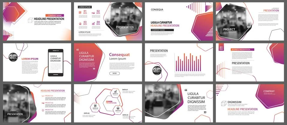 Presentation and slide layout background. Design orange and purple gradient g Stock Illustration