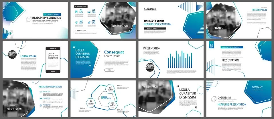 Presentation and slide layout background. Design blue and green gradient geom Stock Illustration