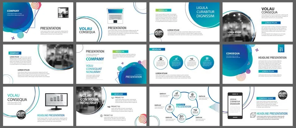 Presentation and slide layout background. Design blue and green gradient geom Stock Illustration