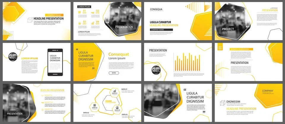 Presentation and slide layout background. Design yellow and orange gradient g Stock Illustration