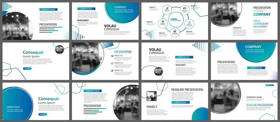 Presentation and slide layout background. Design blue gradient circle templat Stock Illustration